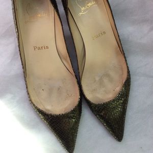 Christian Louboutin Snake Skin Leather Green Heels